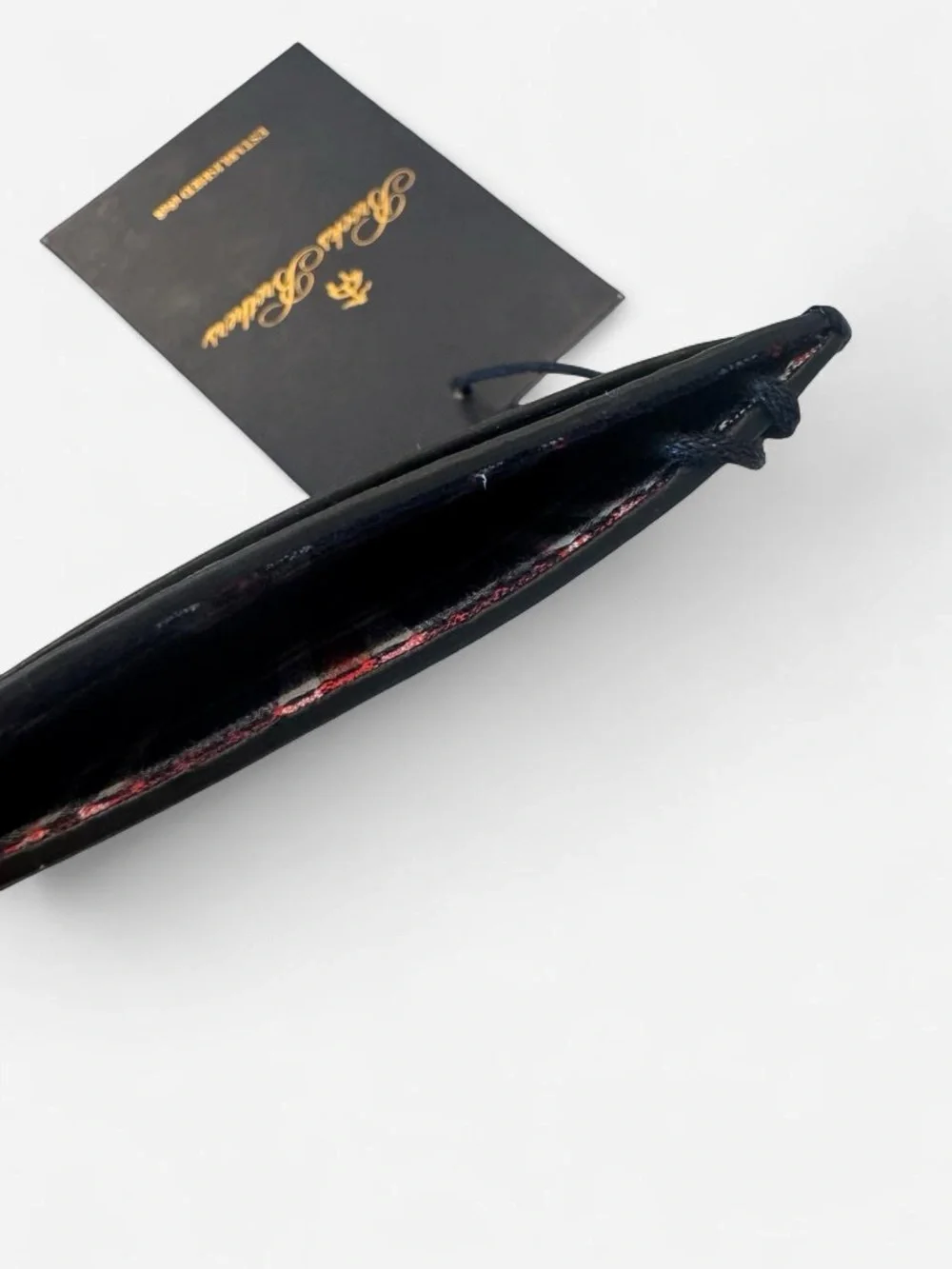 [New] Brooks Brothers Black Sheep Leather Slim Card Sleeve